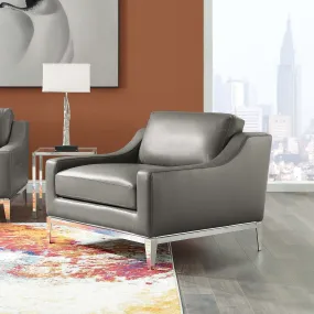 Harness Stainless Steel Base Leather Armchair by Modway