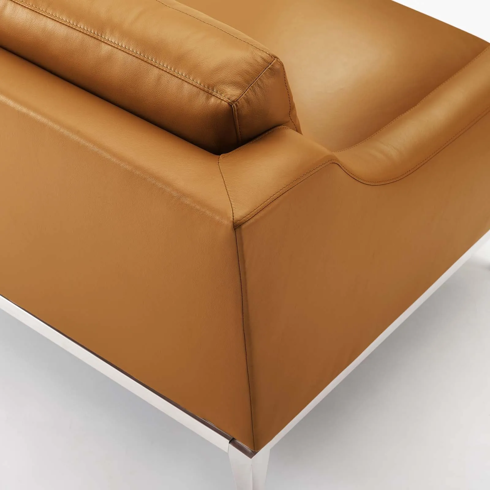Harness Stainless Steel Base Leather Armchair by Modway