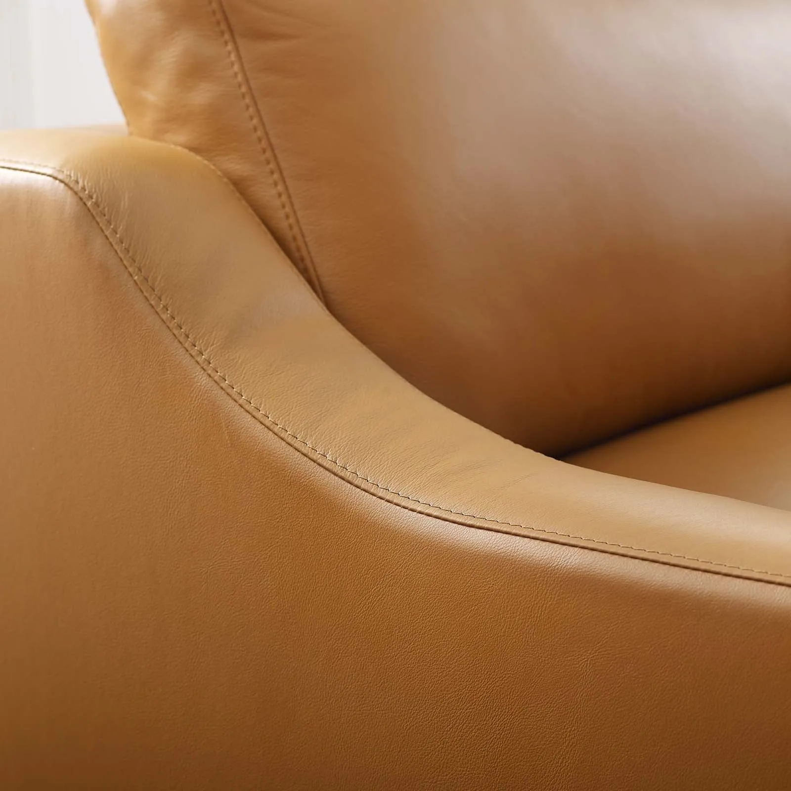 Harness Stainless Steel Base Leather Armchair by Modway