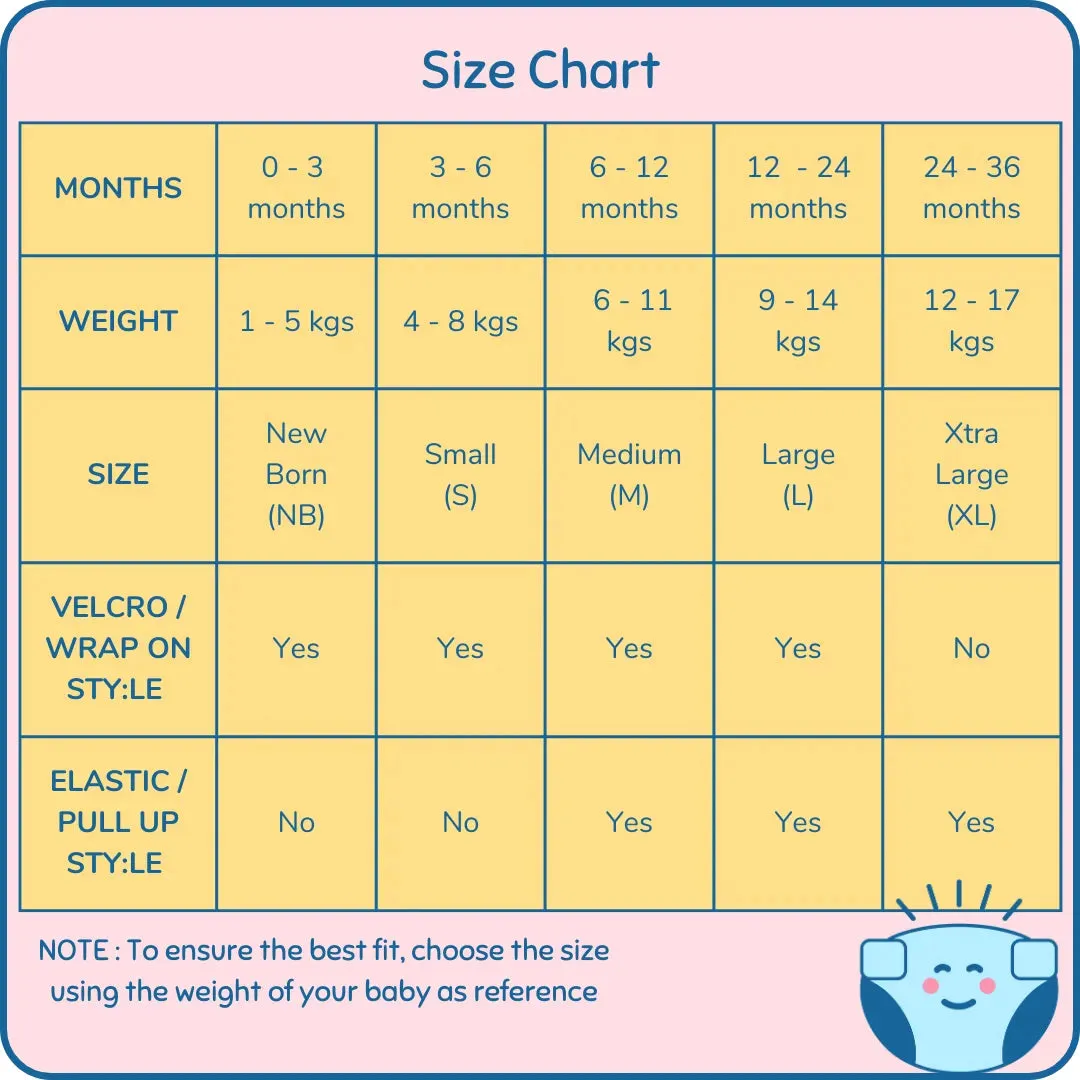 Infant Reusable Diapers | Kaleido | Velcro Closure | With 2 Diaper Pads Free