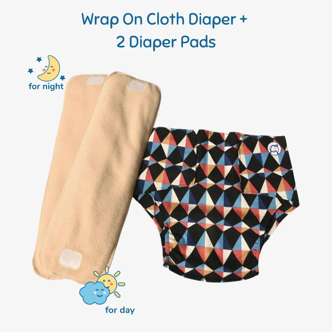 Infant Reusable Diapers | Kaleido | Velcro Closure | With 2 Diaper Pads Free