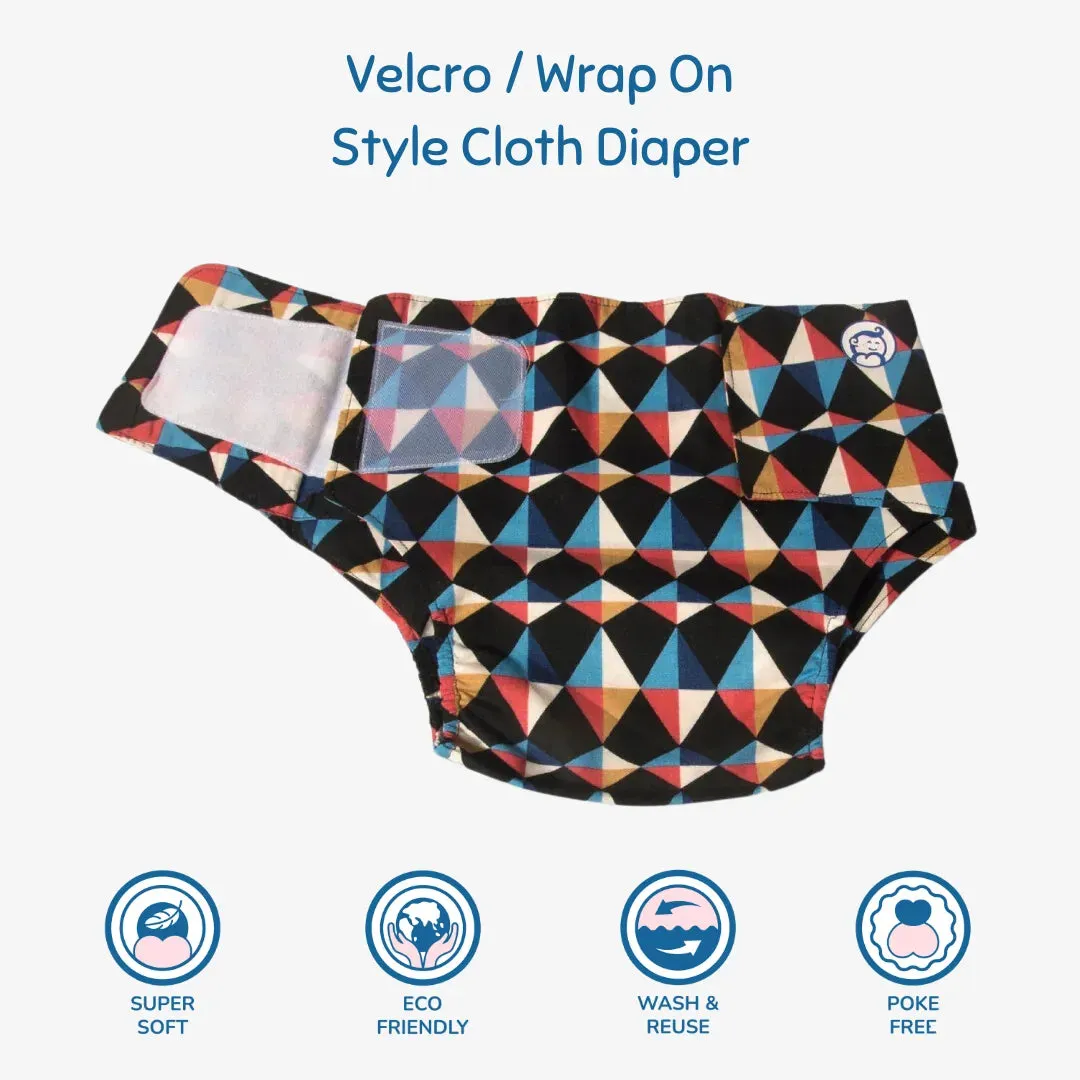Infant Reusable Diapers | Kaleido | Velcro Closure | With 2 Diaper Pads Free
