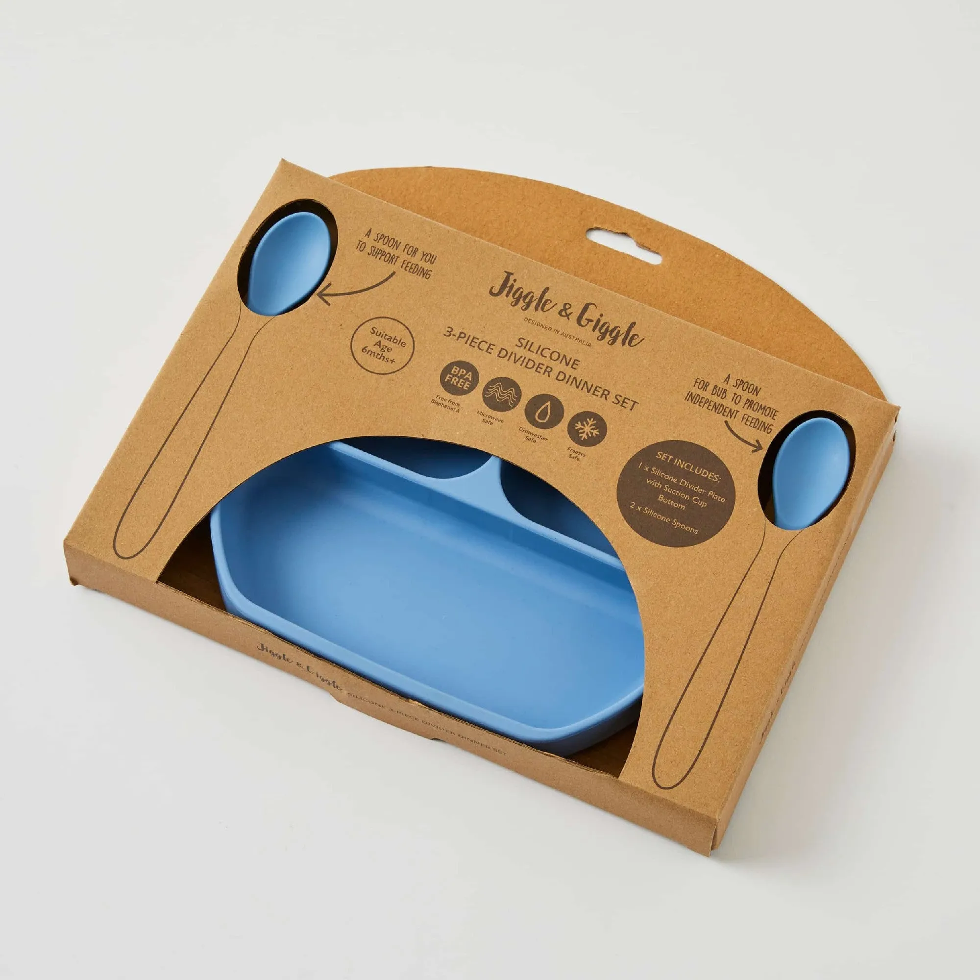 JIGGLE & GIGGLE - SILICONE DINNER SET: BLUE
