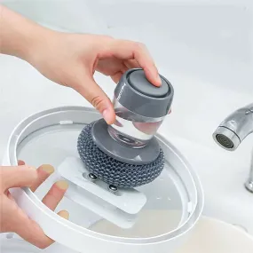 Kitchen Sink Cleaning Brush with Soap Dispenser Handle Scrubber & Wok Brush for Dishwashing (Multicolor, Pack of 1)