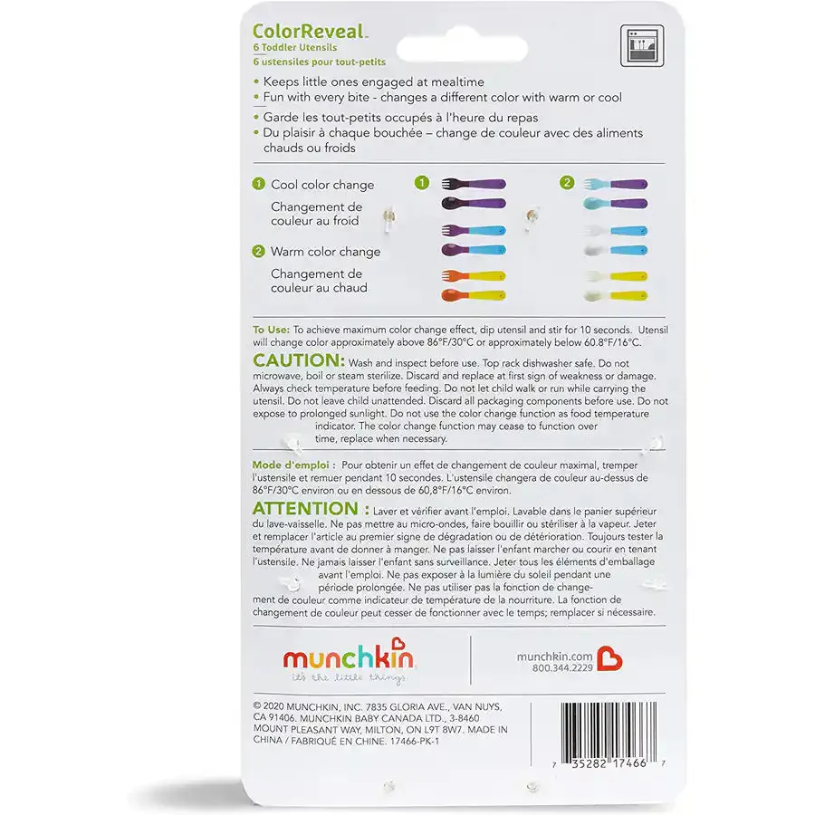 Munchkin ColorReveal Color Changing Toddler Forks & Spoons (Pack of 6)