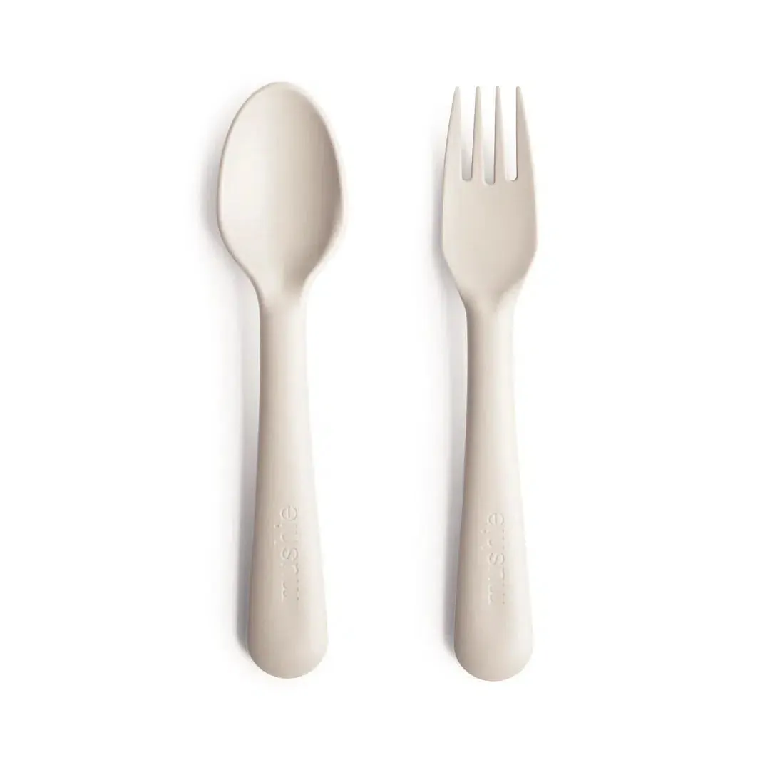 Mushie - Dinnerware Fork and Spoon Set - Ivory