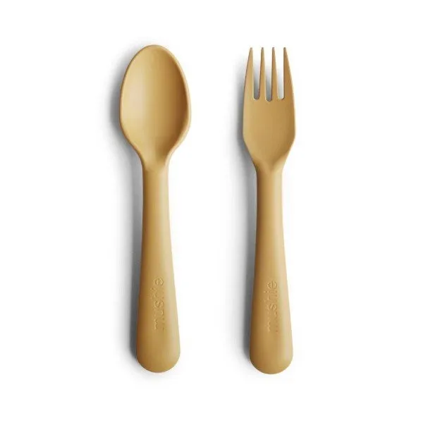Mushie Fork & Spoon - Mustard