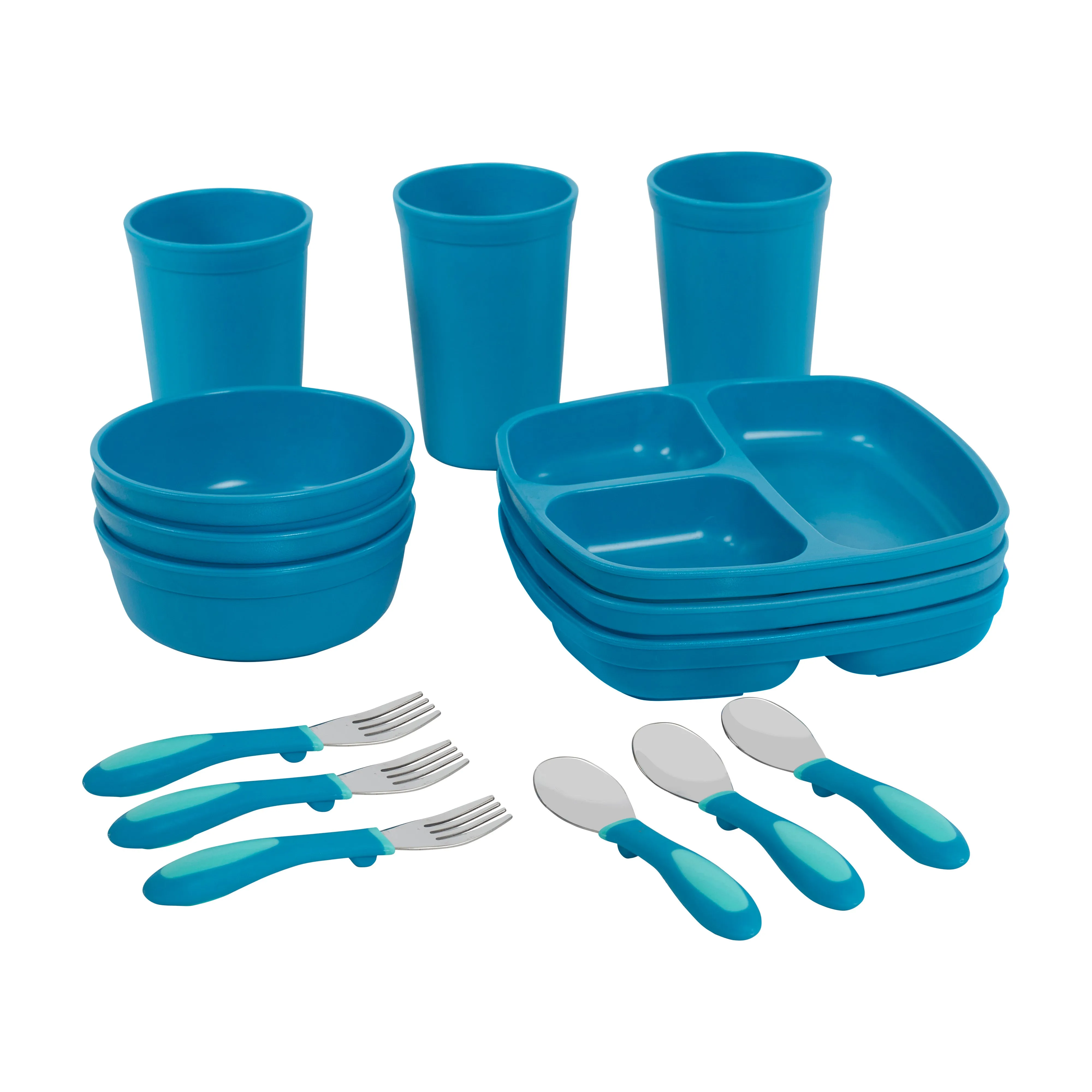 My First Meal Pal Toddler Tableware and Utensils Set, BPA-Free and Dishwasher Safe, 15-Piece
