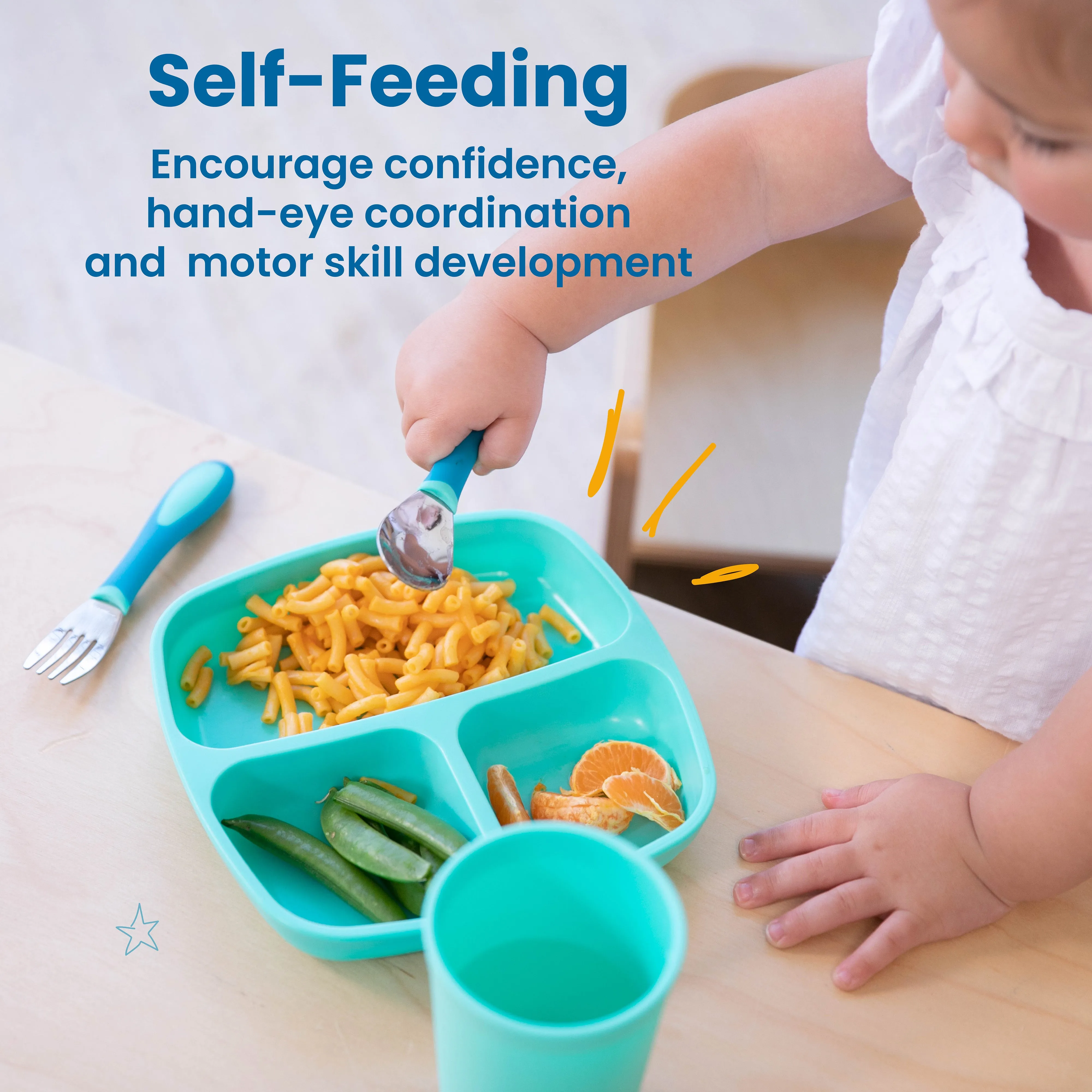 My First Meal Pal Toddler Tableware and Utensils Set, BPA-Free and Dishwasher Safe, 15-Piece