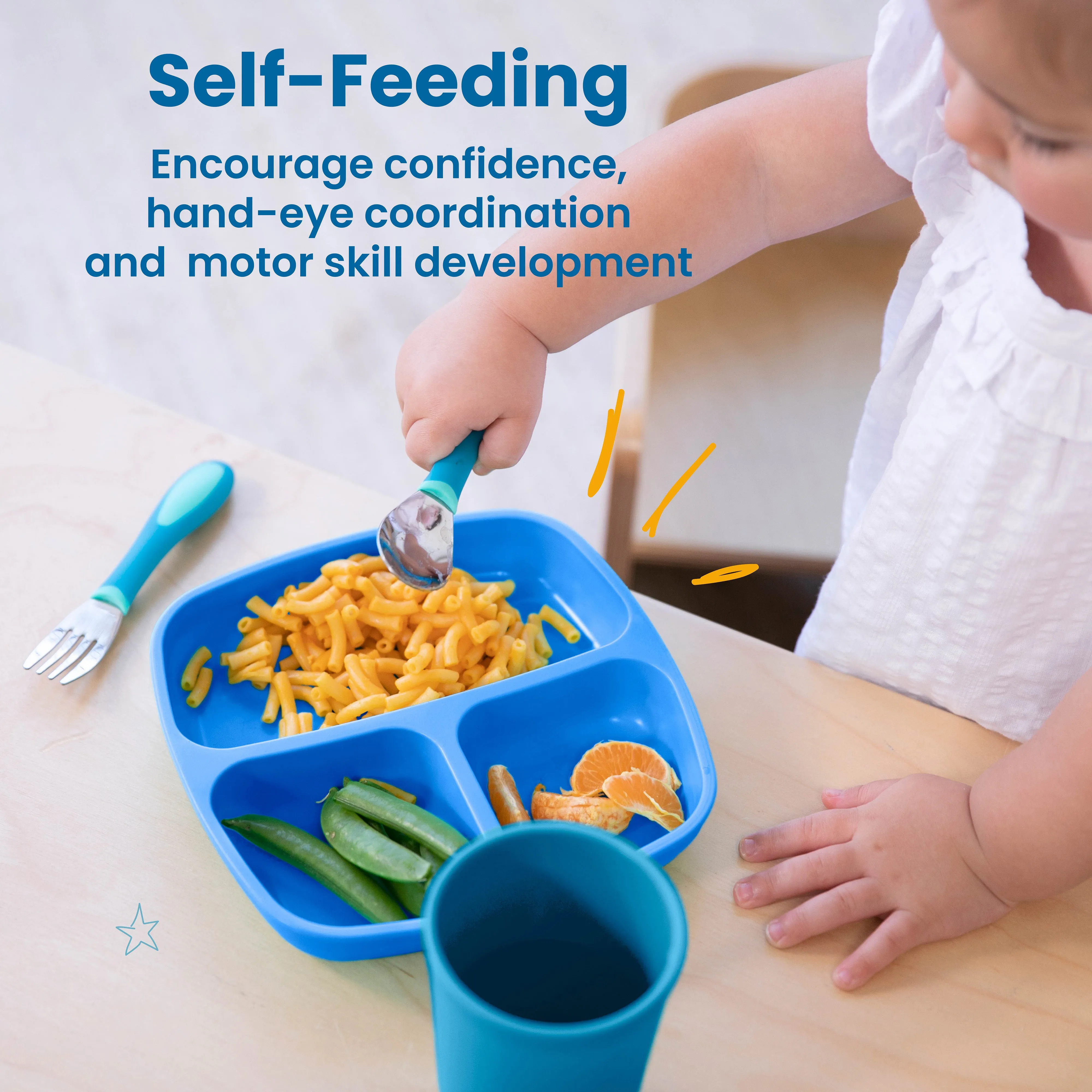 My First Meal Pal Toddler Tableware and Utensils Set, BPA-Free and Dishwasher Safe, 15-Piece