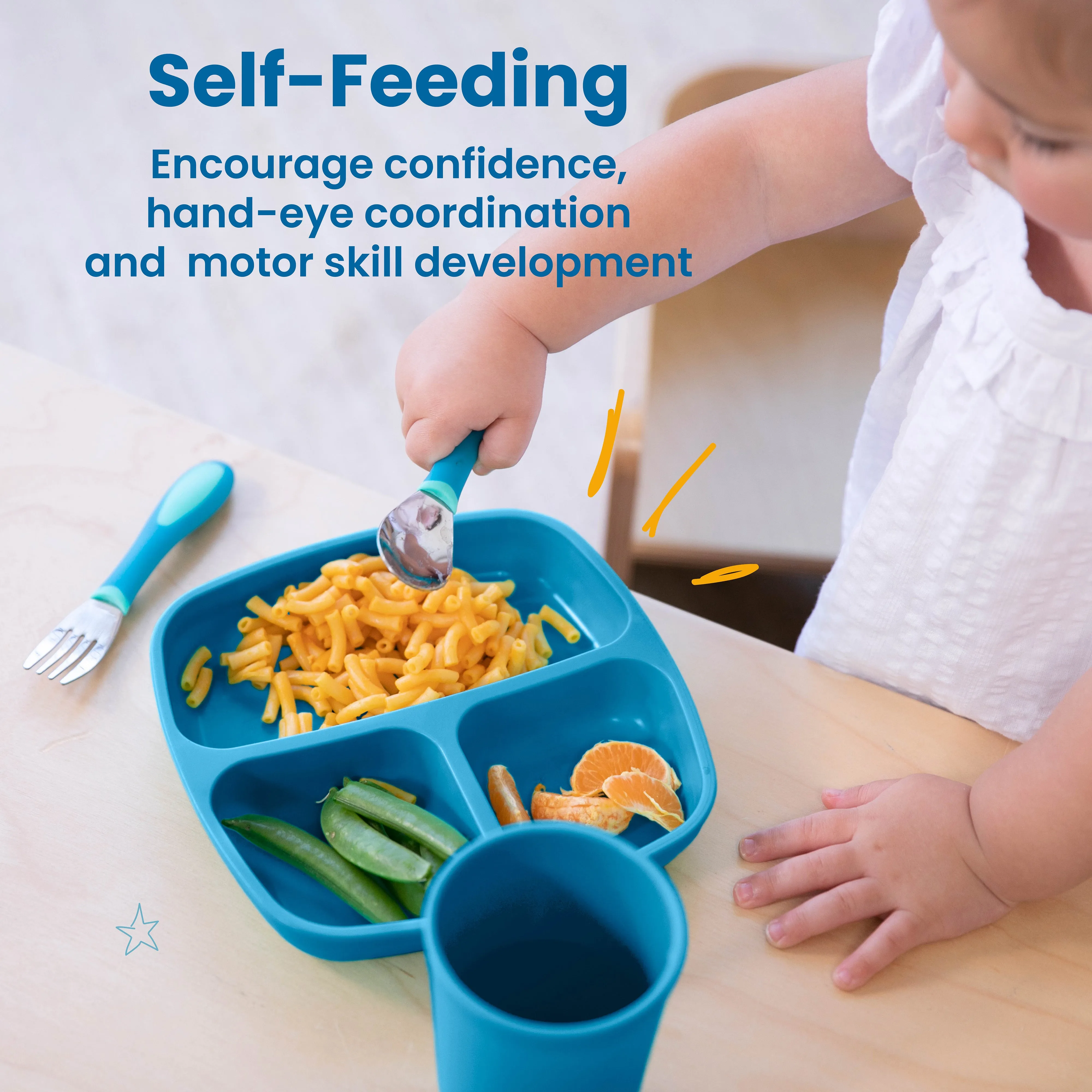 My First Meal Pal Toddler Tableware and Utensils Set, BPA-Free and Dishwasher Safe, 15-Piece