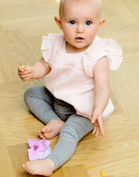 Non-slip crawling leggings with grip for babies and toddlers - Dark Grey Melange
