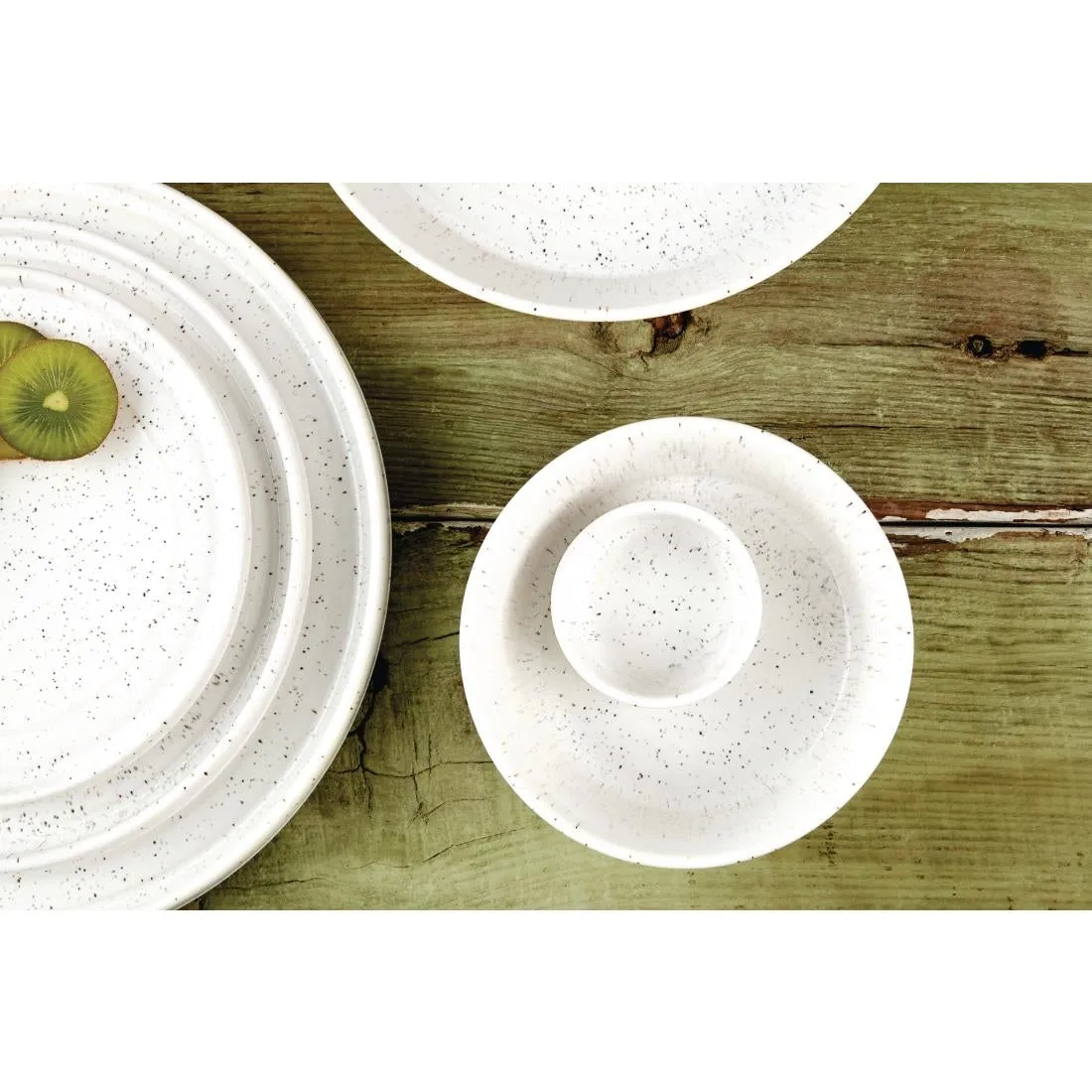Olympia Cavolo Flat Round Bowls White Speckle 143mm (Pack of 6) - FD900