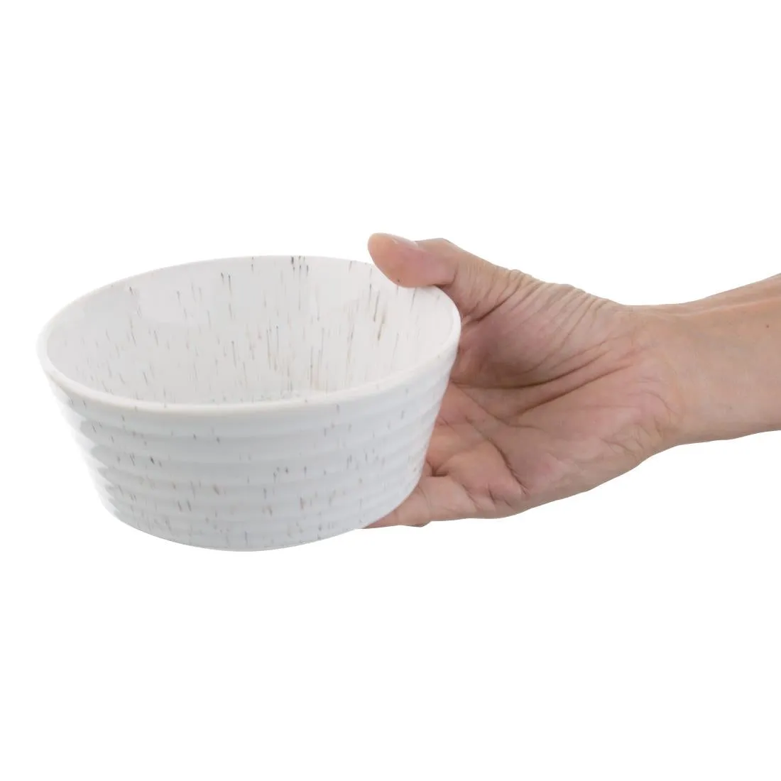 Olympia Cavolo Flat Round Bowls White Speckle 143mm (Pack of 6) - FD900