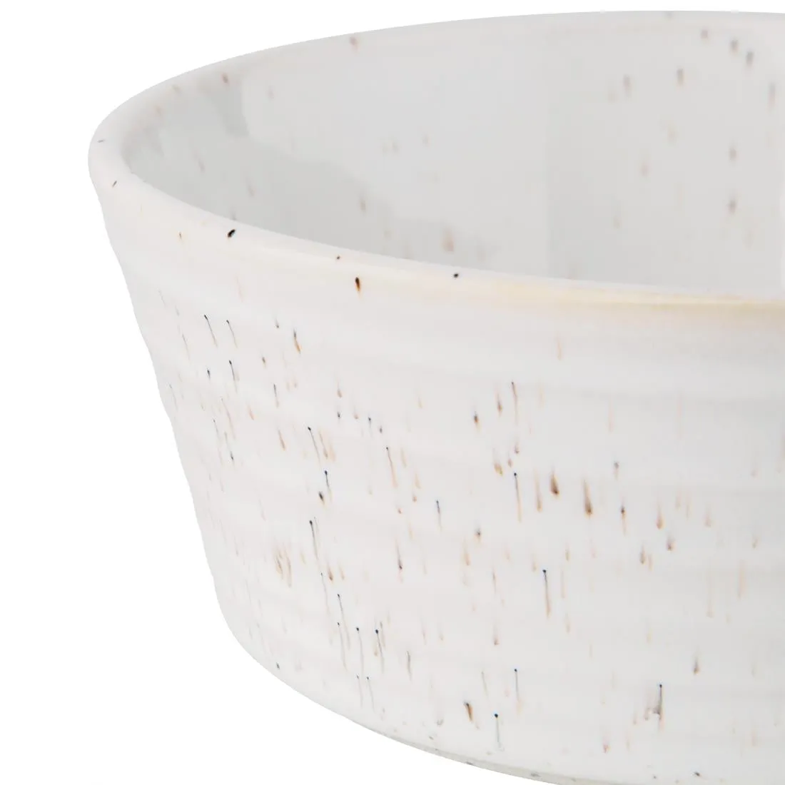Olympia Cavolo Flat Round Bowls White Speckle 143mm (Pack of 6) - FD900