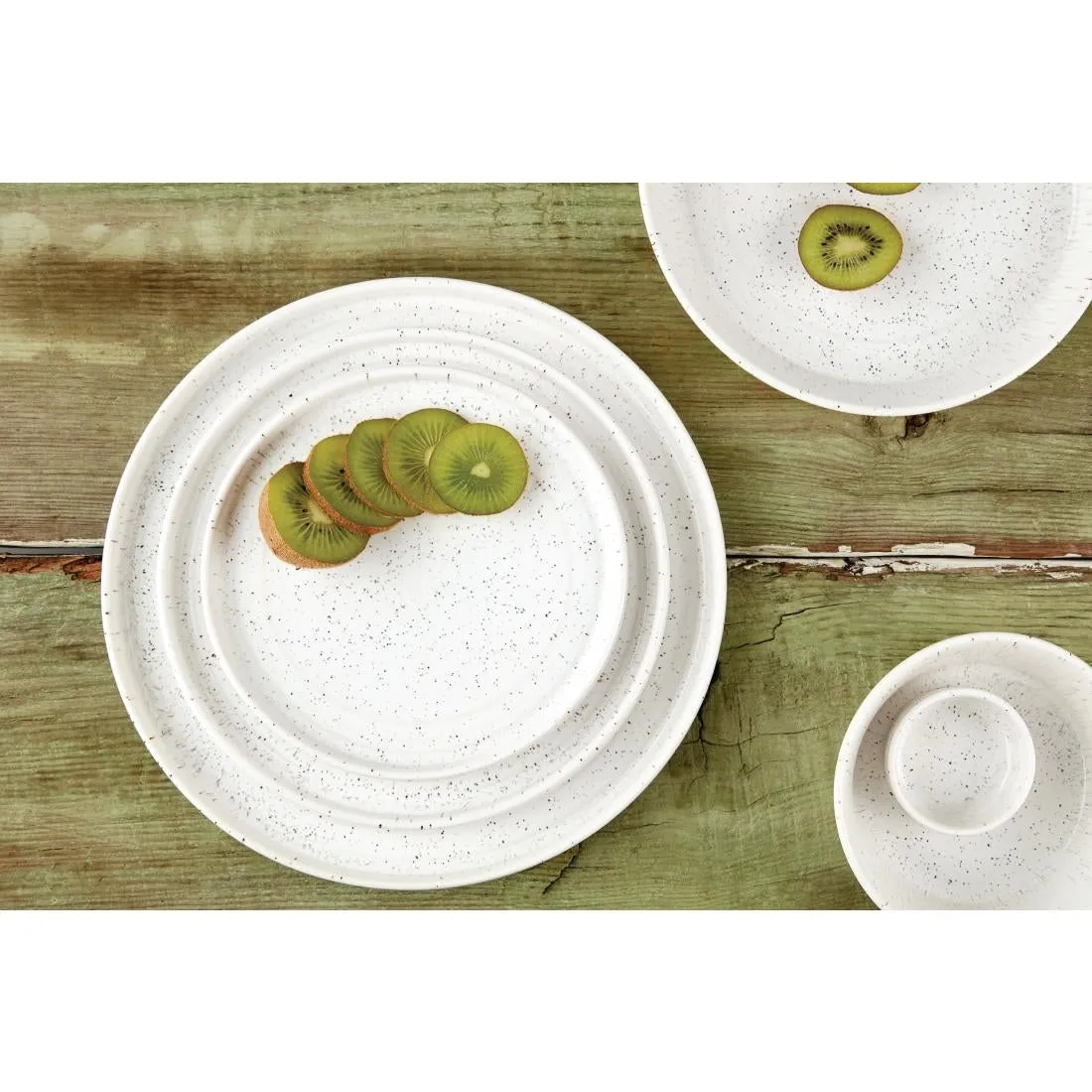 Olympia Cavolo Flat Round Bowls White Speckle 143mm (Pack of 6) - FD900