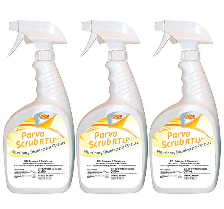 ParvoScrub RTU: Veterinary & Kennel Disinfectant, Cleaner, & Deodorizer, Kills Parvo, 1 Quart