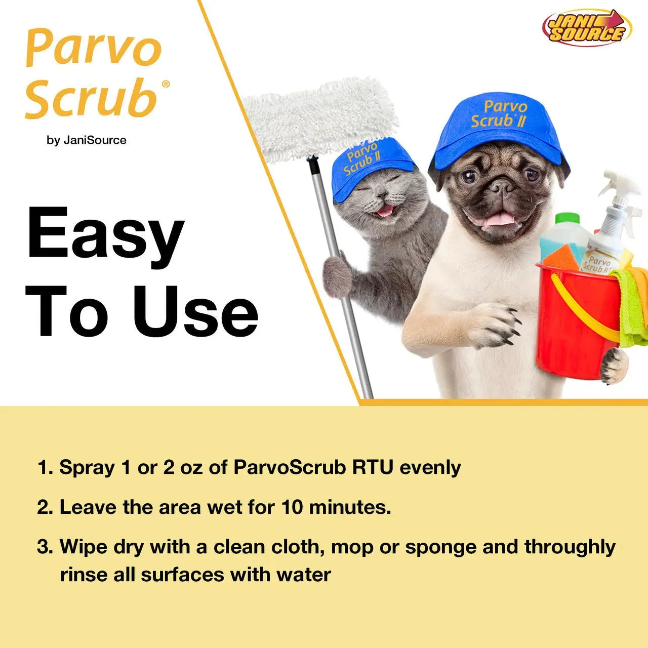 ParvoScrub RTU: Veterinary & Kennel Disinfectant, Cleaner, & Deodorizer, Kills Parvo, 1 Quart