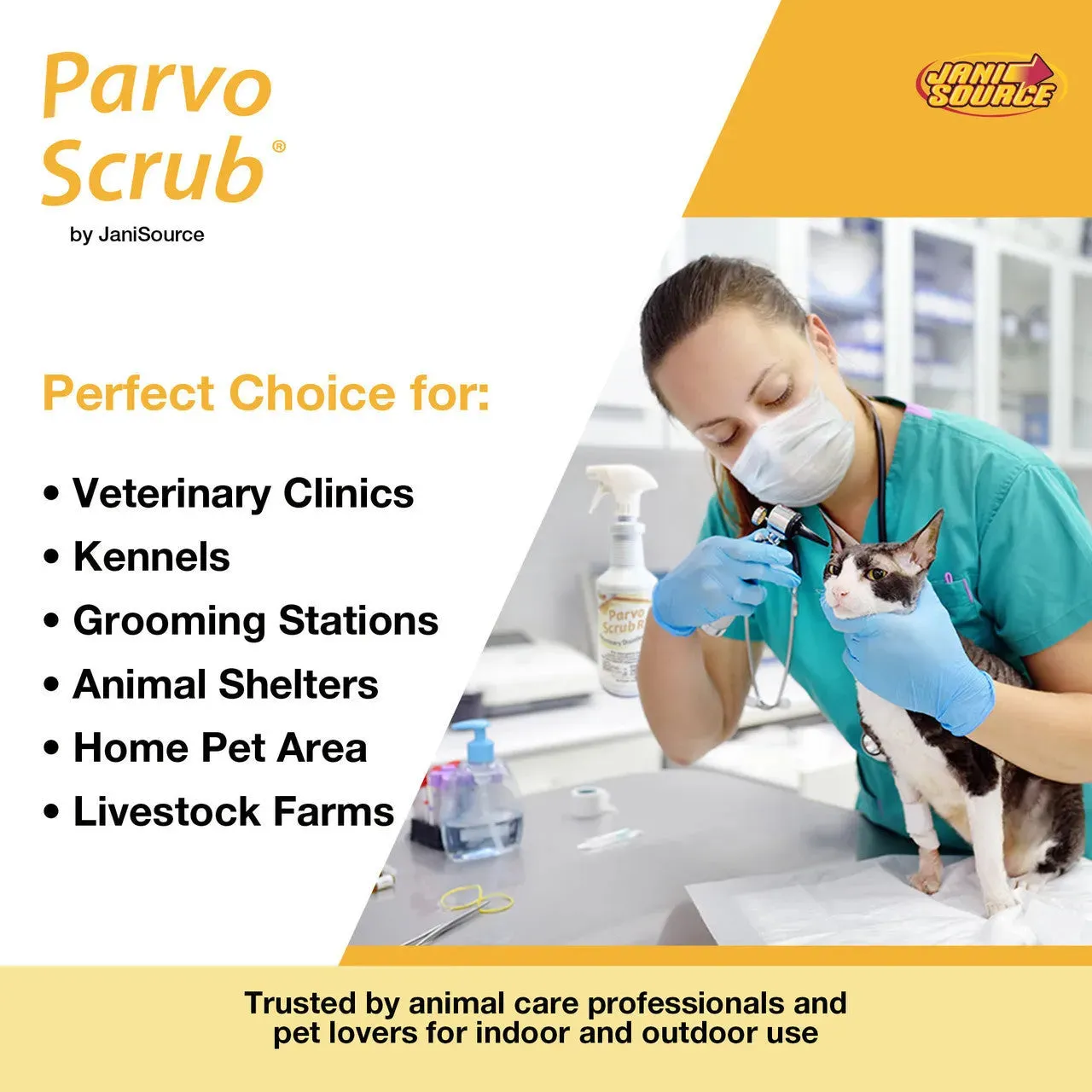 ParvoScrub RTU: Veterinary & Kennel Disinfectant, Cleaner, & Deodorizer, Kills Parvo, 1 Quart