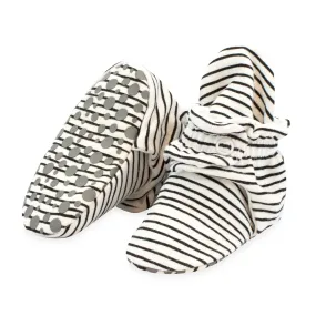 Pencil Stripe Organic Cotton Gripper Baby Bootie