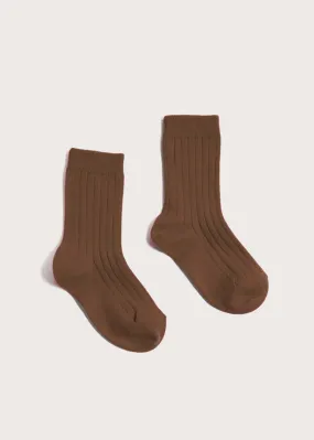 Ribbed Short Socks in Chocolate Brown (0mths-10yrs)