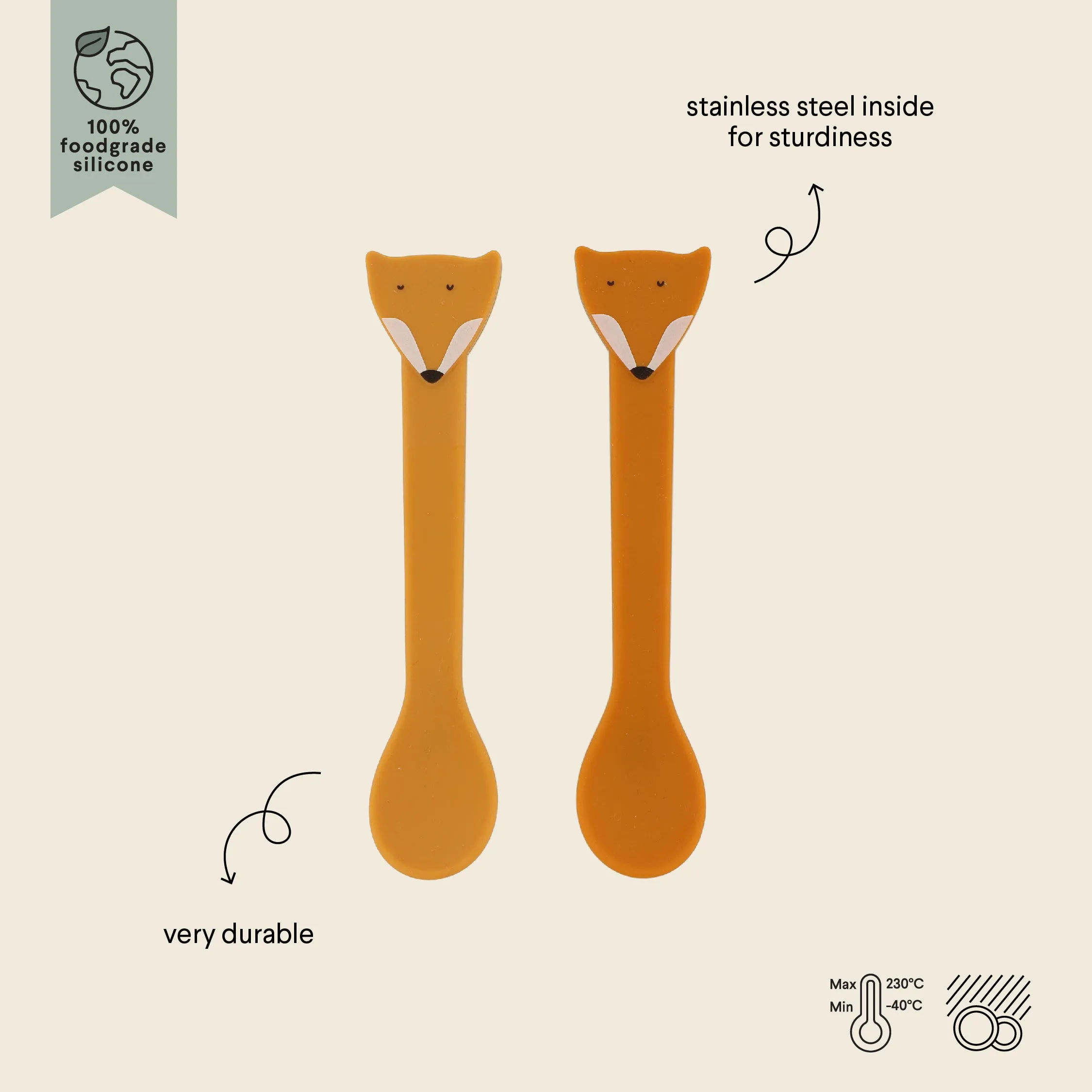 Silicone feeding spoon 2-pack - Mr. Fox