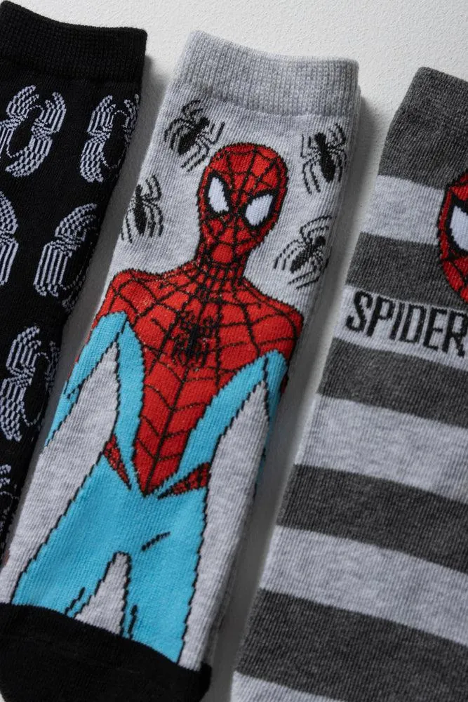 Spider Man 3 Pack Socks Grey Melange