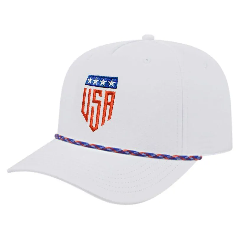 Team USA Shield Snapback Hat - White
