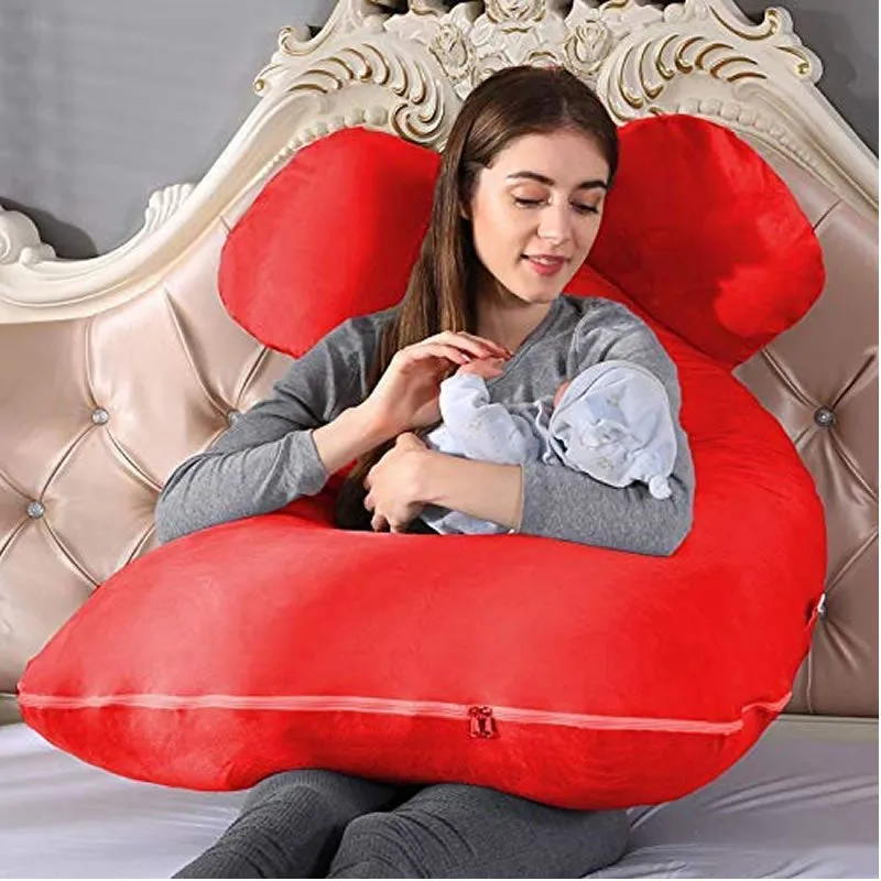 U-Shaped Full Body Pregnancy Support Pillow Maroon
