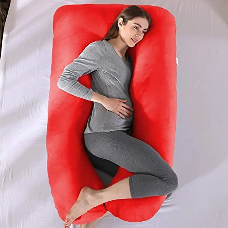 U-Shaped Full Body Pregnancy Support Pillow Maroon