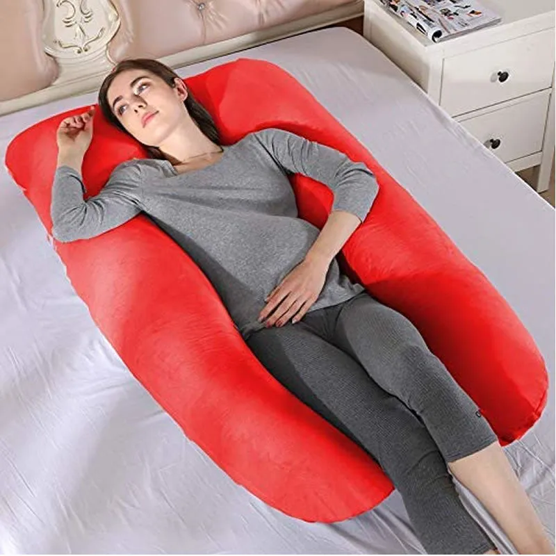 U-Shaped Full Body Pregnancy Support Pillow Maroon