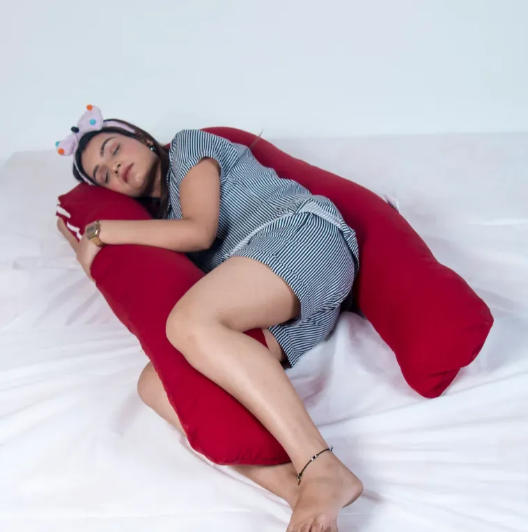 U-Shaped Full Body Pregnancy Support Pillow Maroon