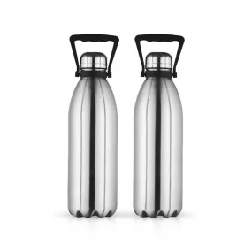 USHA SHRIRAM Insulated Stainless Steel Water Bottle (1.5L - Pack of 2) | Hot for 18 Hours, Cold for 24 Hours | Water Bottle for Home, Office & Kids | Rust-Free, Durable & Leak-Proof | Silver