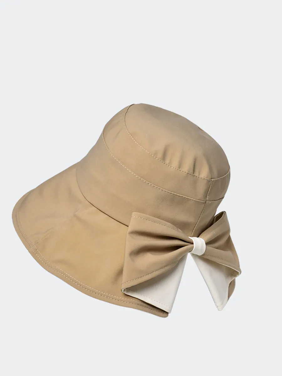 Women Summer Solid Casual Sunproof Bowknot AA1029