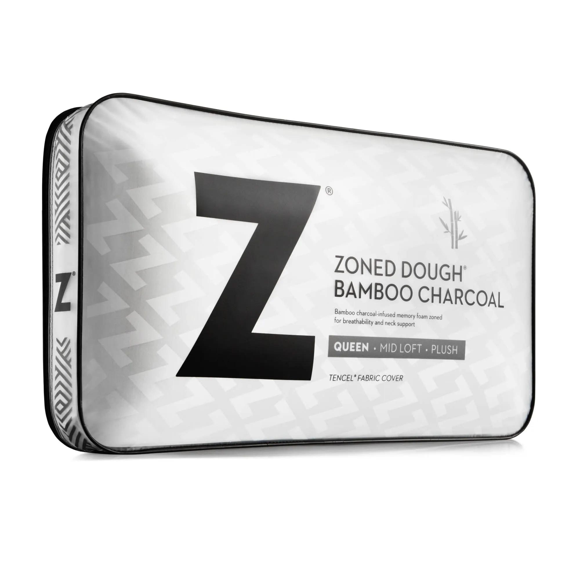 Zoned Dough®   Bamboo Charcoal, Mid Loft Plush Pillow- King