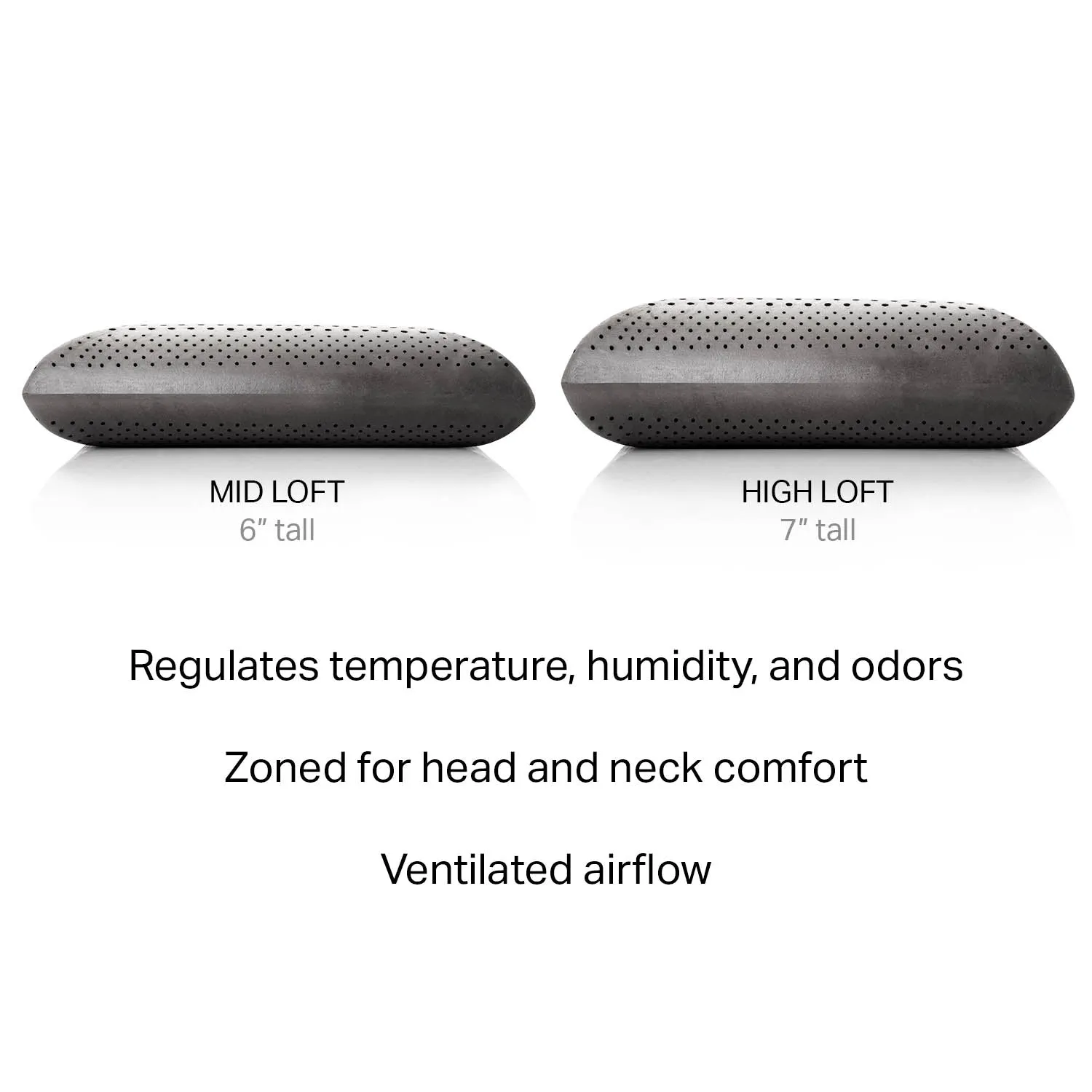 Zoned Dough®   Bamboo Charcoal, Mid Loft Plush Pillow- King